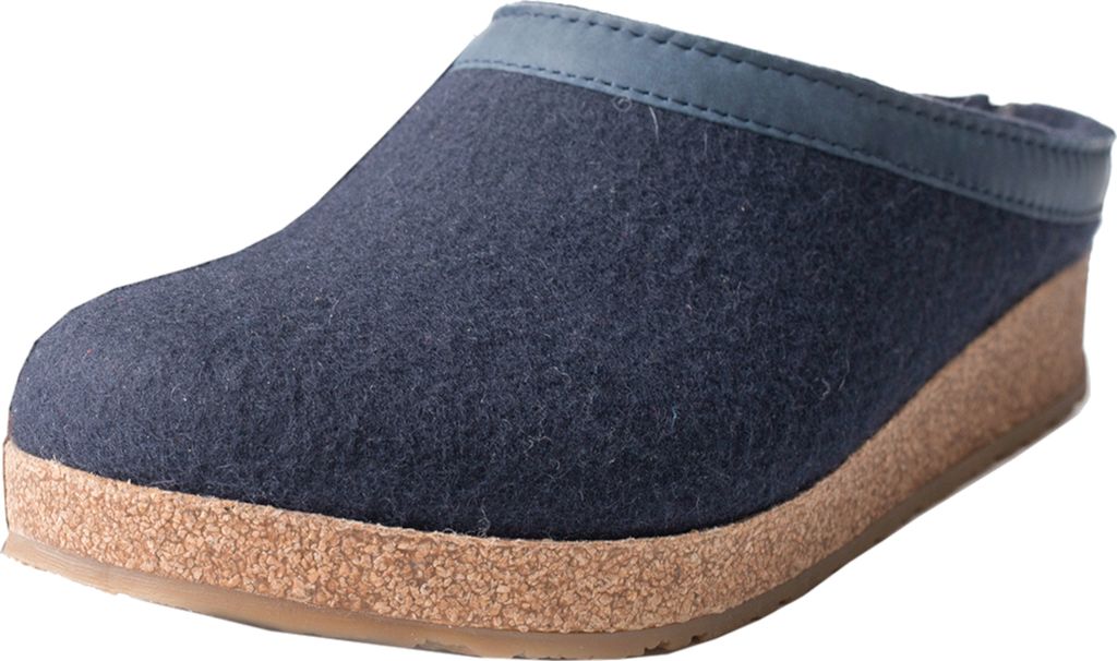 Haflinger Damen Herren Hausschuh Pantoffel Wolle Grizzly Torben 713001, Größe:49 EU, Farbe:Blau