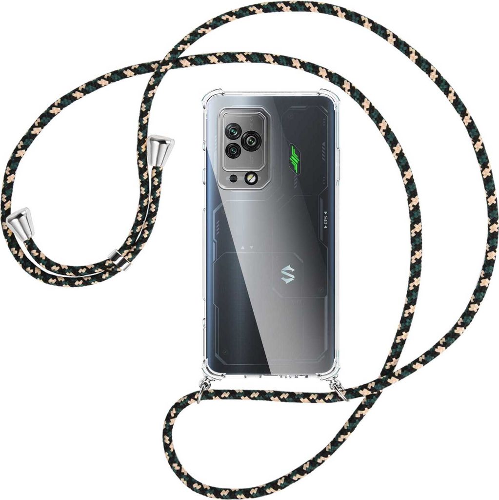 Handykette Backcover-Schutzhülle mit Band (Metall silberfarben) für Xiaomi Black Shark 5 Pro (6.67'') - camouflage