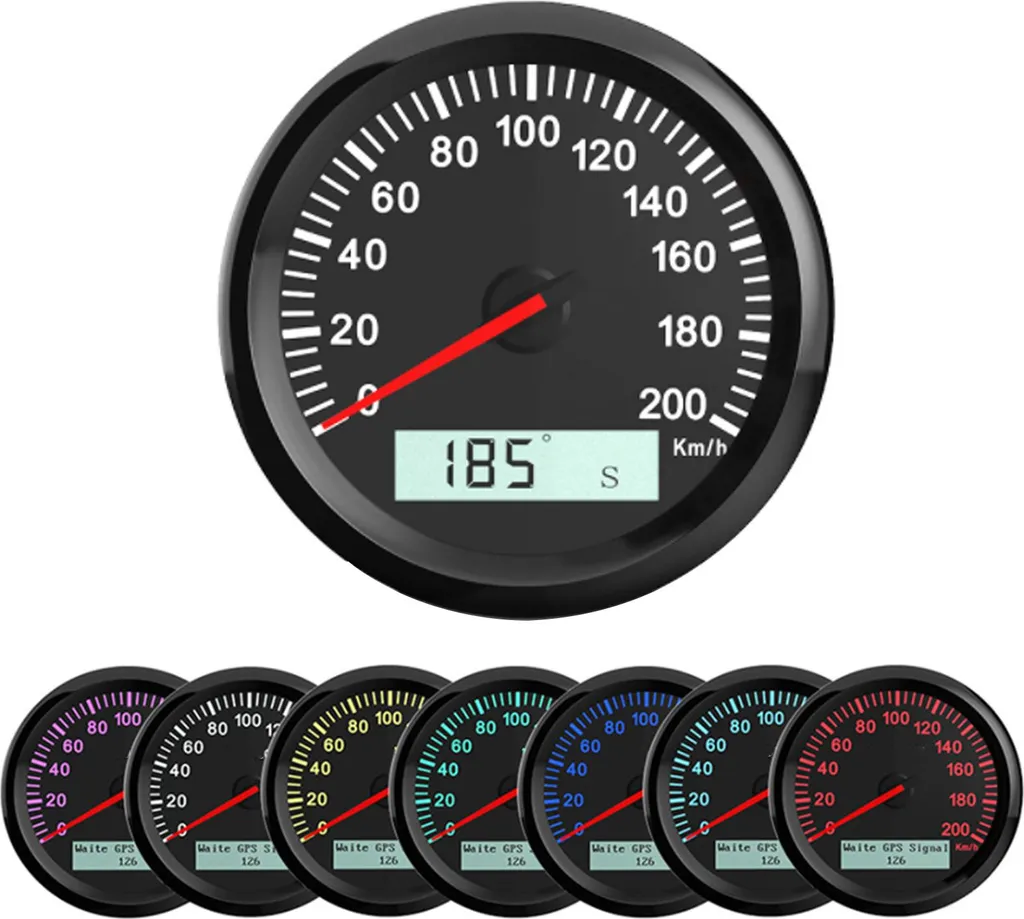 Indicateur de vitesse 85 mm étanche avec rétro-éclairage LED 7 couleurs