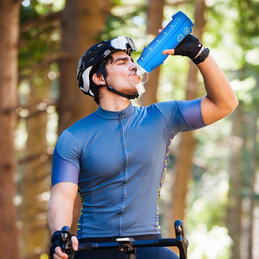 Zusammenklappbare Trinkflaschen 2 Stück 500 ml mit Karabinerhaken - BPA-freie Sportflasche für unterwegs