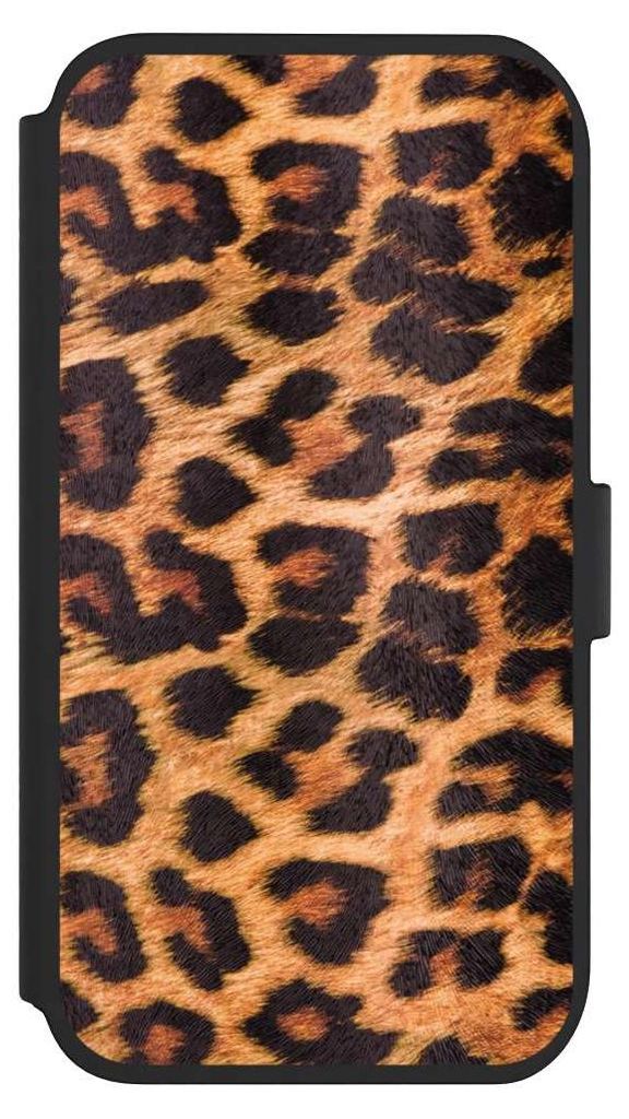 NIVOCASE Klapphülle für Apple iPhone 11 Handyhülle aus Kunst Leder NIVOflip schwarz Animalprint Fell Leopard
