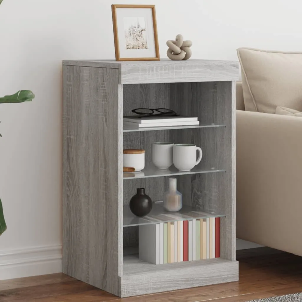 Credenza vidaXL LED Grigio Sonoma 41x37x67 cm - Mobiletto Moderno