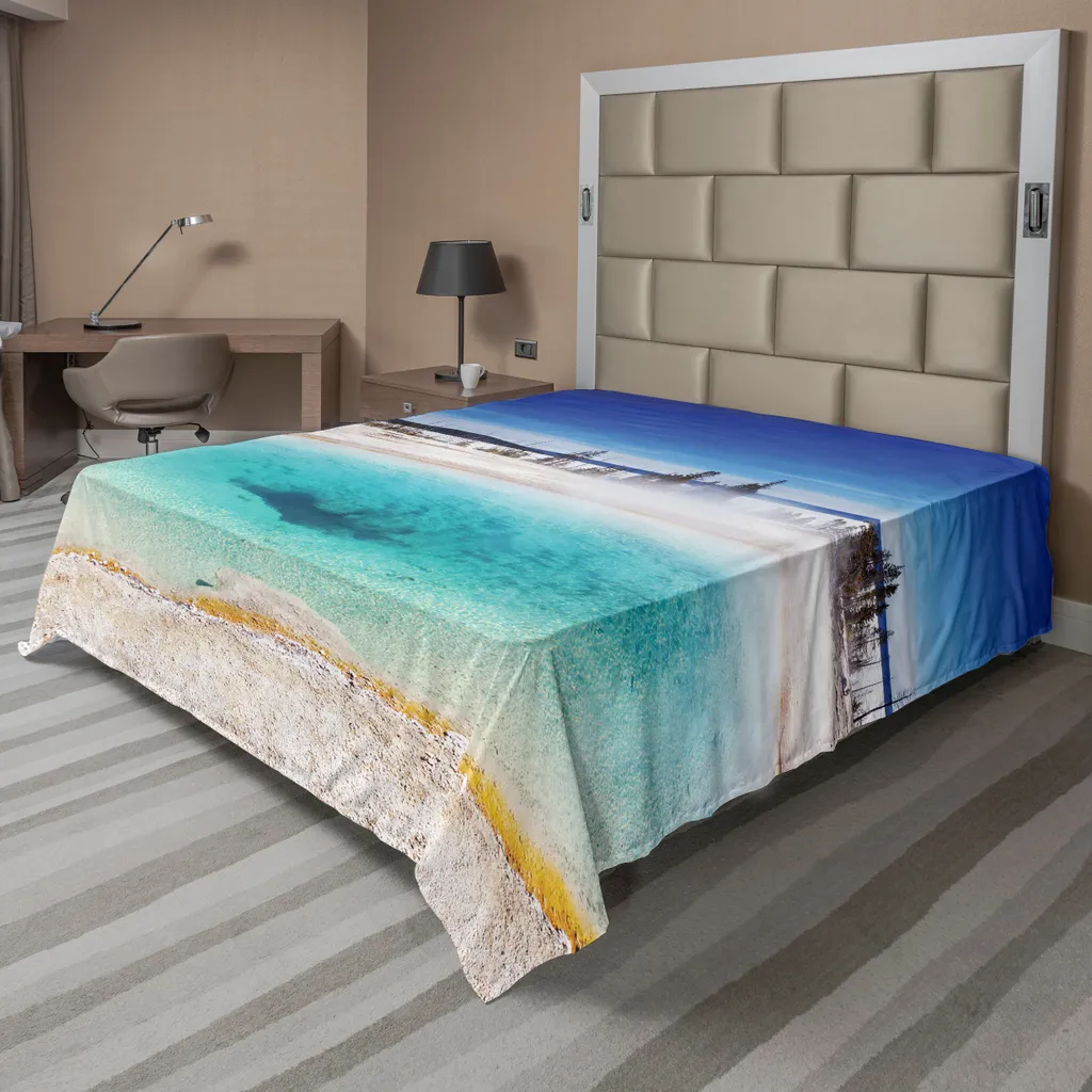 Drap de lit doux Yellowstone en microfibre respirante bleu turquoise