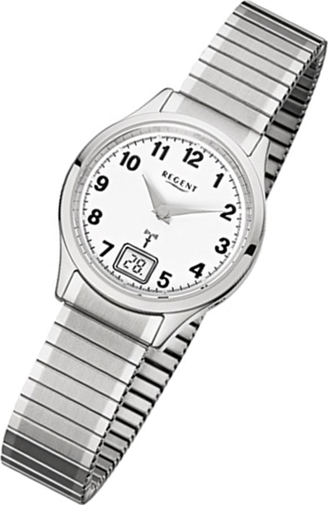 Regent Damen Edelstahlarmband Uhr silber FR-210 Funkuhr Produktbild 