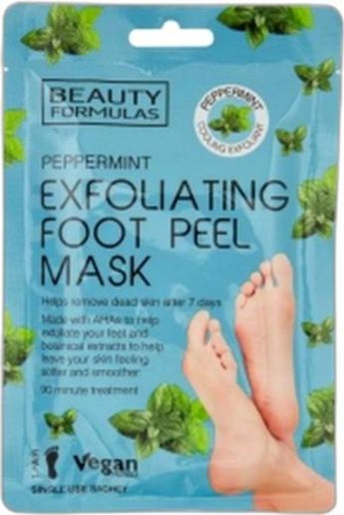 Beauty Formulas Fußpeeling-Maske mit Pfefferminz, 1 Paar