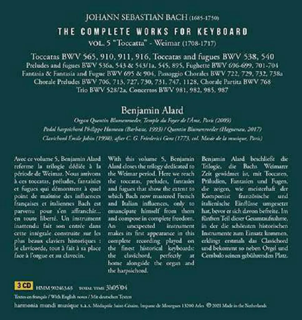 J.S. Bach : Œuvres complètes pour clavier, vol. 5 Toccata / Weimar CD