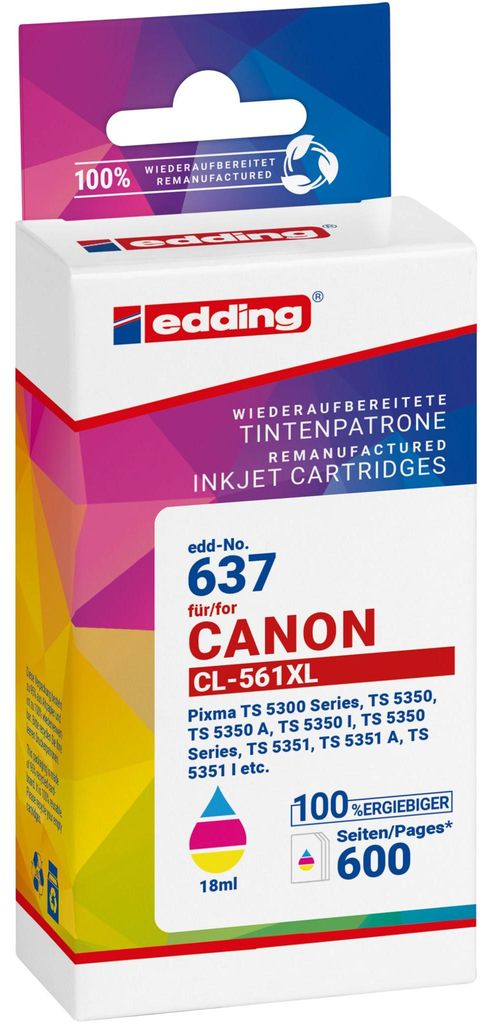edding Tintenpatrone 18-637 wie Canon CL-561XL c/m/y