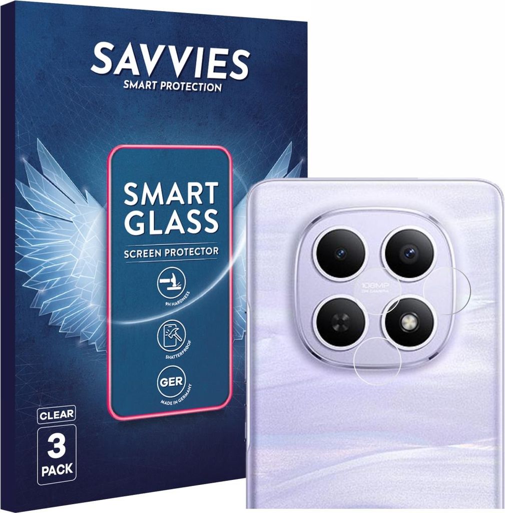 3x Savvies Schutzglas Folie für Xiaomi Redmi Note 15 4G (NUR Kamera) 9H Panzer Schutzfolie Glas Displayschutz klar transparent