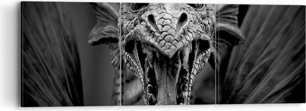 Bild auf Leinwand - Leinwandbild - Drache Kreatur Waage - 90x30cm - Wand Bild - Wanddeko - Leinwanddruck - Bilder - Kunstdruck - Wanddekoration - L...
