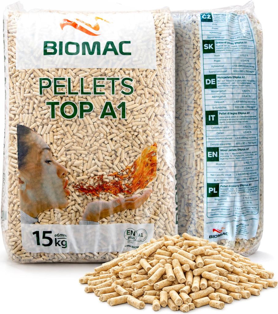 Holzpellets ENplus A1 15 kg Sackware – Heizpellets 6 mm, Fichte/Kiefer, Premium