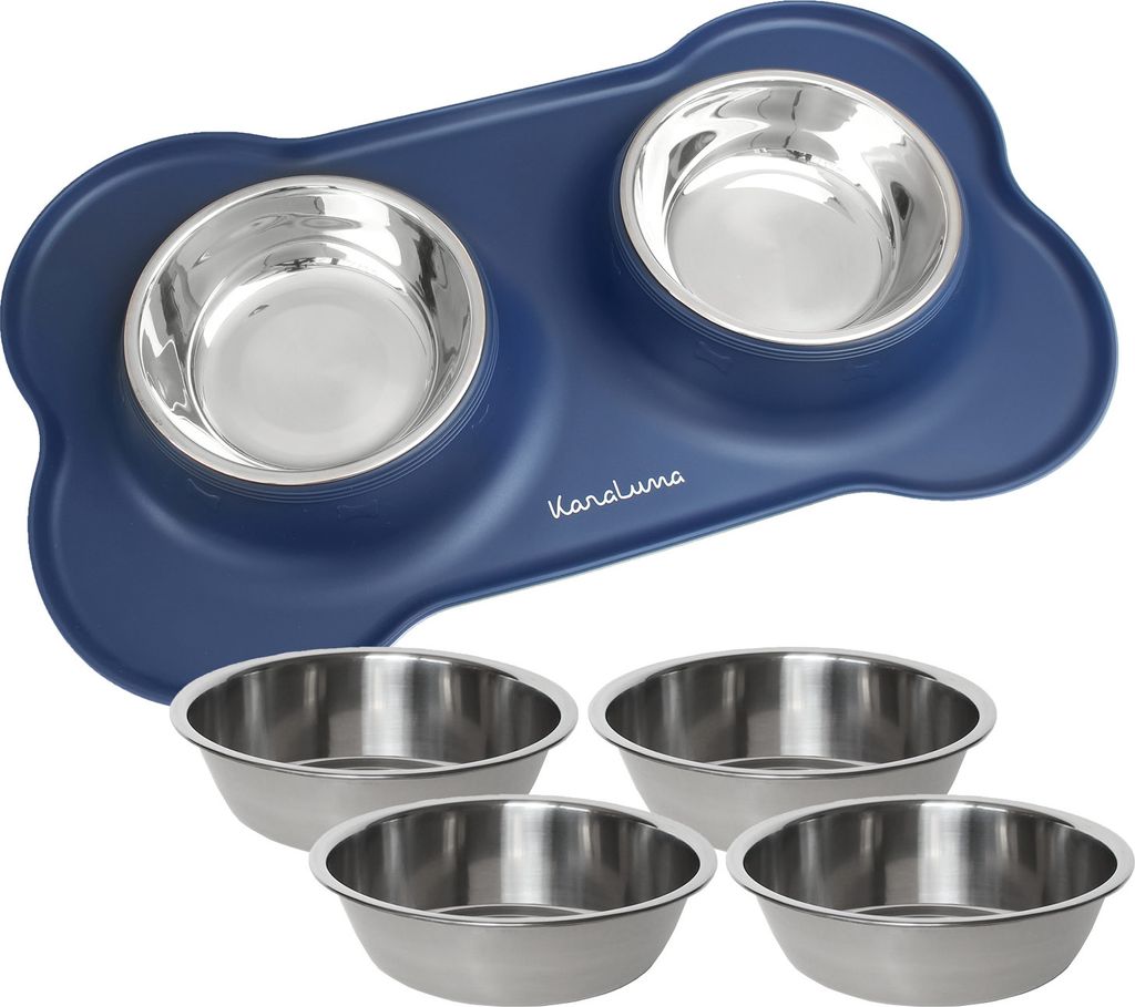 Silikon Napf mit Edelstahl Vorratsbehälter, 400ml, blau, Produktbild 