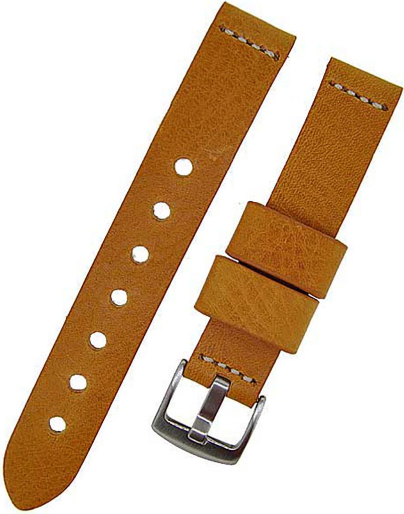 Uhrenarmband RAVENNA extra lang hellbraun 20mm Kalbleder