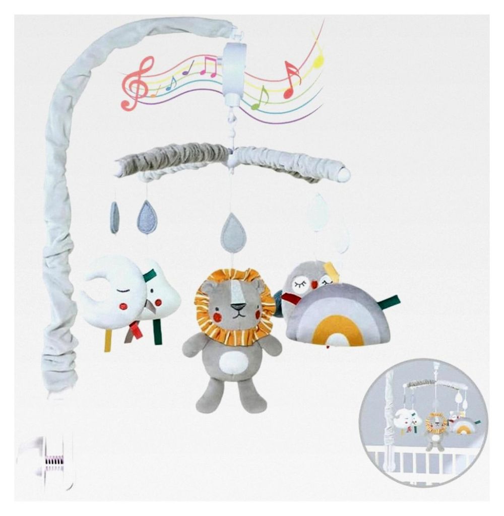Baby Erstausstattung Neugeborene Mobile für Babybett mit Spieluhr und Umrandungen zur Einschlafhilfe