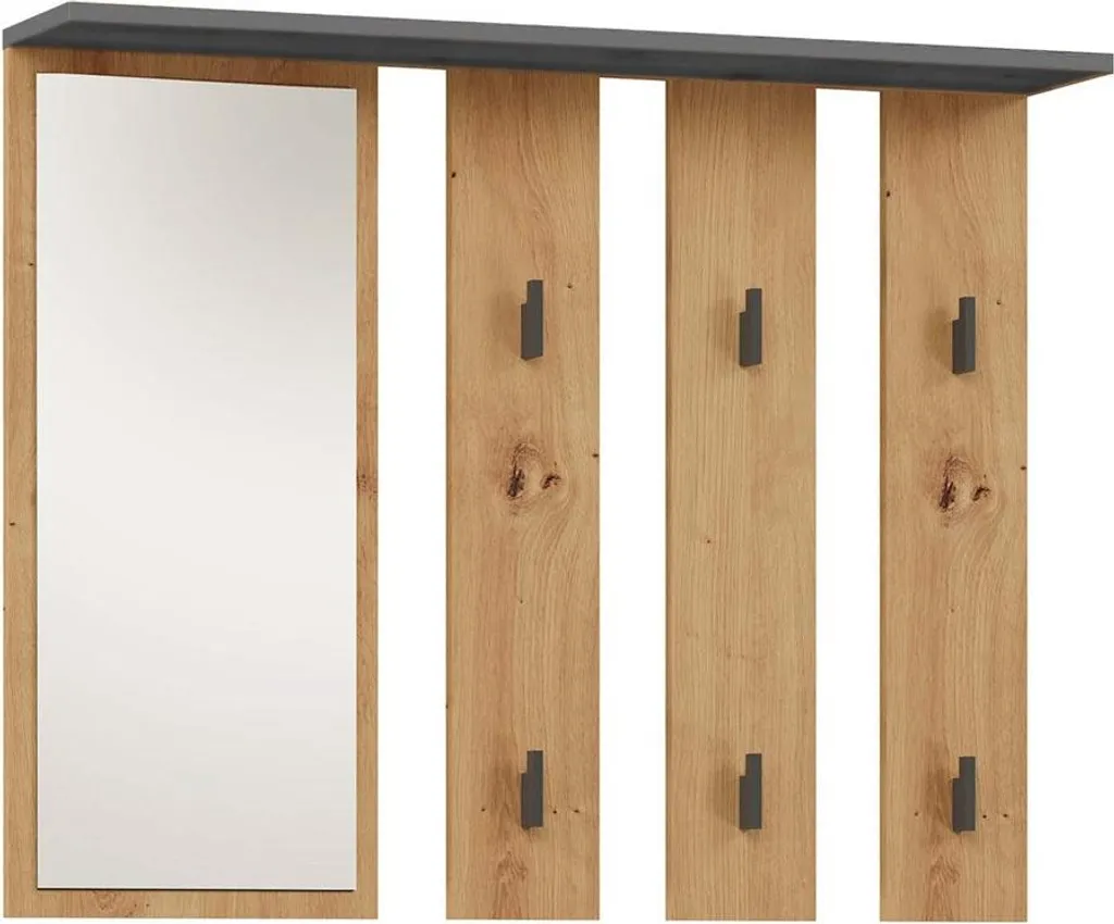 Specchio e Appendiabiti Parma Rovere Antracite | Ordine in Famiglia
