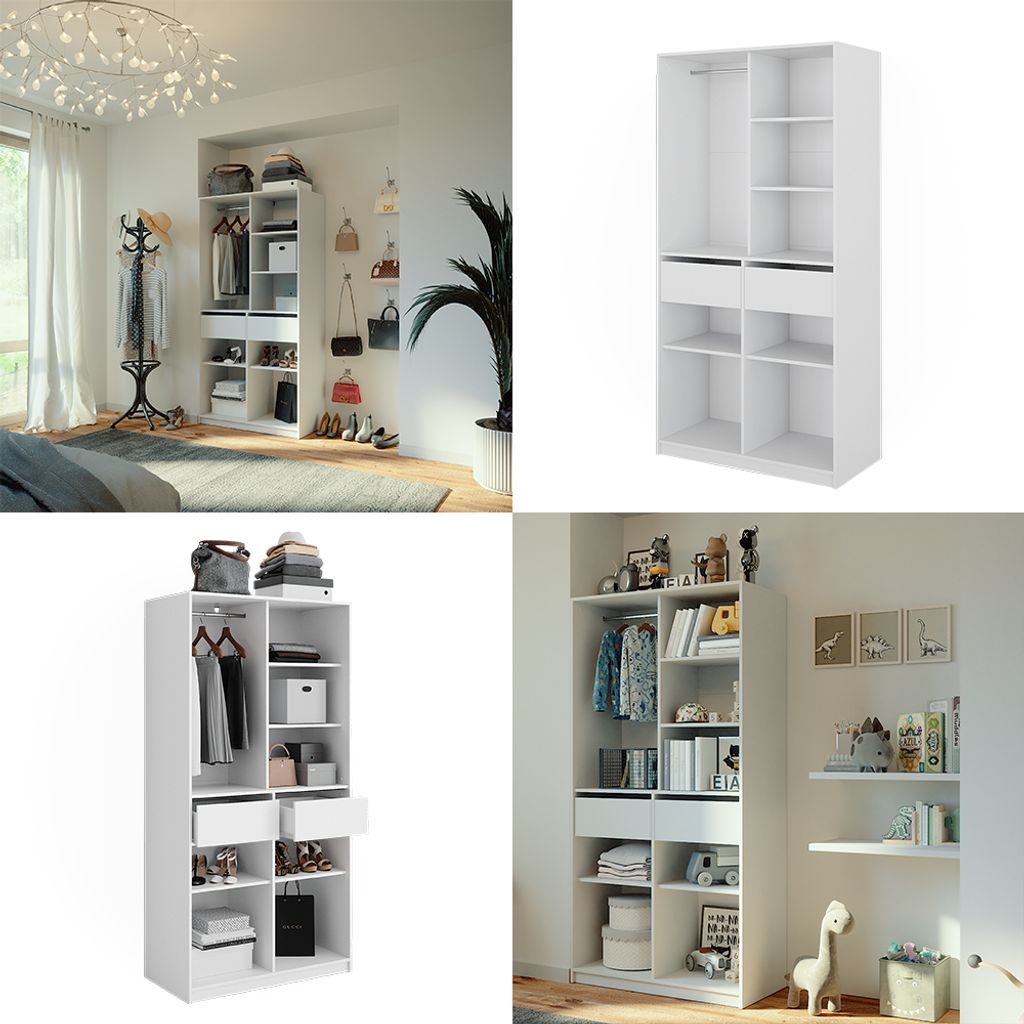 Vicco Kleiderschrank Elmo, 100 x 200 cm mit 2 Schubladen, Produktbild 8