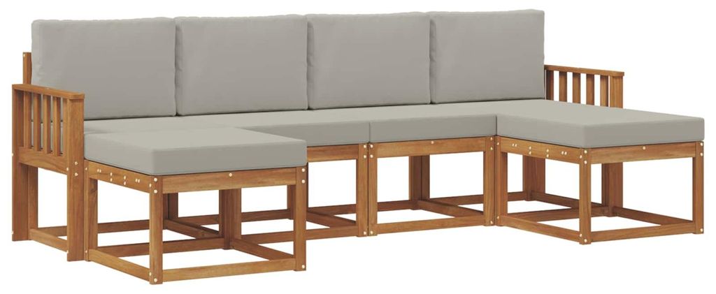 vidaXL Outdoor-Sofagarnitur mit Kissen 6 pcs Natürlich und Hellgrau