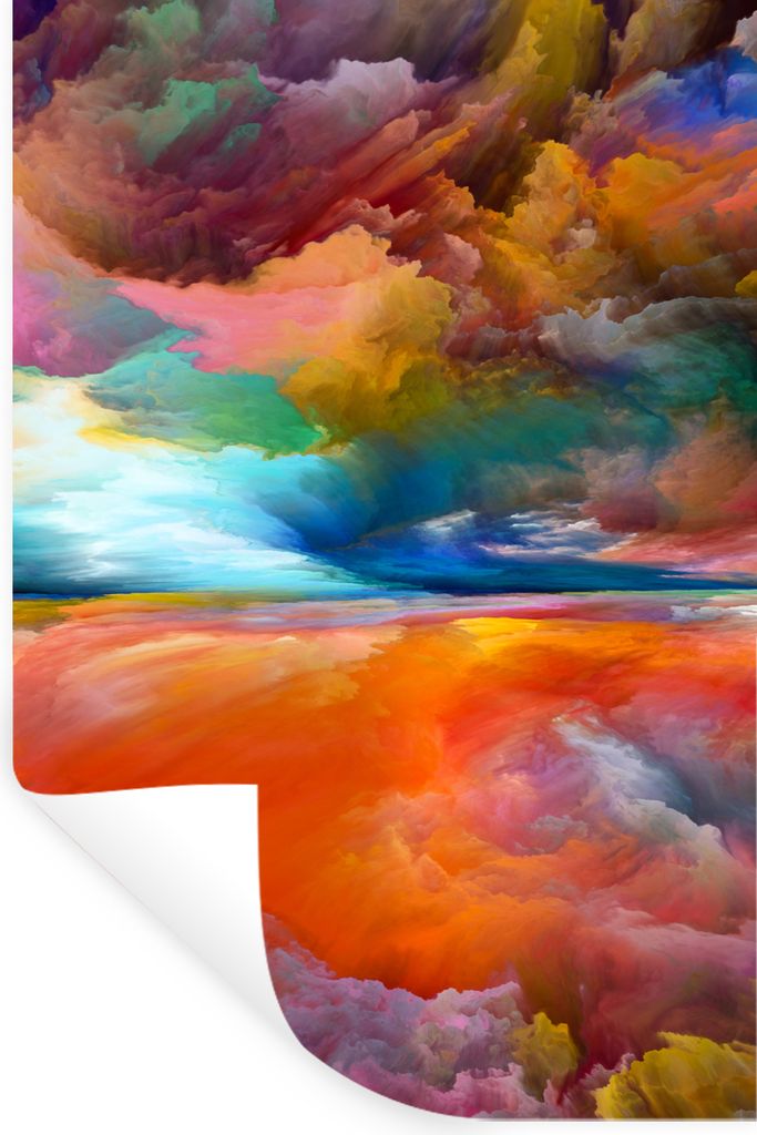 MuchoWow Wandtattoo Wandsticker Wandaufkleber Gemälde - Ölgemälde - Abstrakt - Wolken 60x90 cm Selbstklebend und Repositionierbar - Sticker - ...