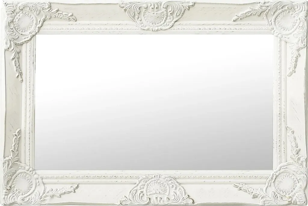 Specchiera Barocca Bianca 60x40 Decorata | Specchio Parete Design Elegante