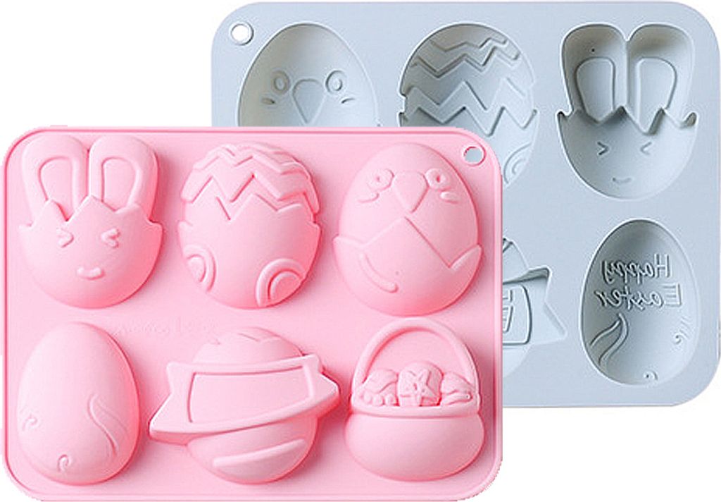 CANDeal 2er-Pack Ostereier-Kaninchen-Silikonform-Sets, Antihaft-Ei- Und Hasenform-Silikon-Kuchenform, Schokoladenform, DIY-Backformen
