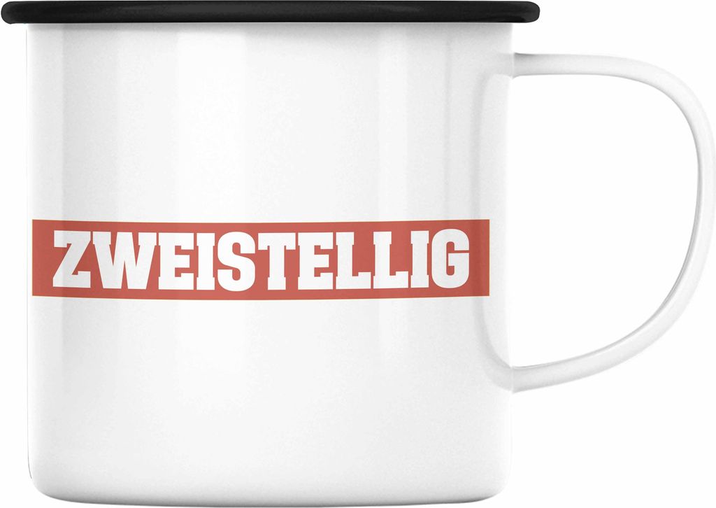 Trendation - 10 Geburtstag Junge Mädchen Geschenke Emaille Tasse 10er Geburtstag 10 Jahre Alt Geschenkidee Lustig (Schwarz)