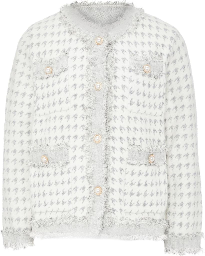ZITHA damen strickjacke - wollweiss grau, M