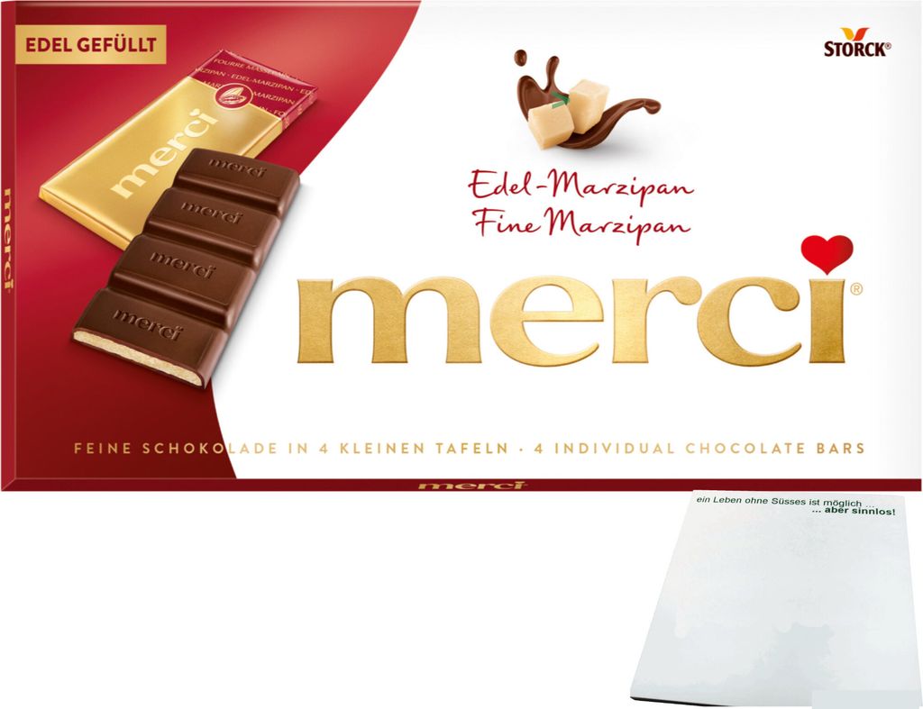 Merci Tafelschokolade Edel Marzipan (112g Packung) + usy Produktbild 