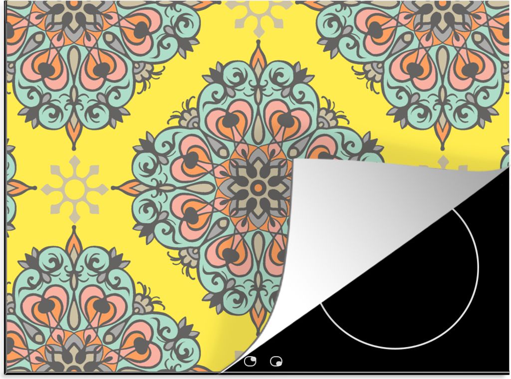 KitchenYeah Herdabdeckplatte Barock - Abstrakt - Muster - Blumen , 70x52cm, Küche Deko, Glaskeramikkochfeld Herdabdeckung, Abdeckplatte fùr Koc...