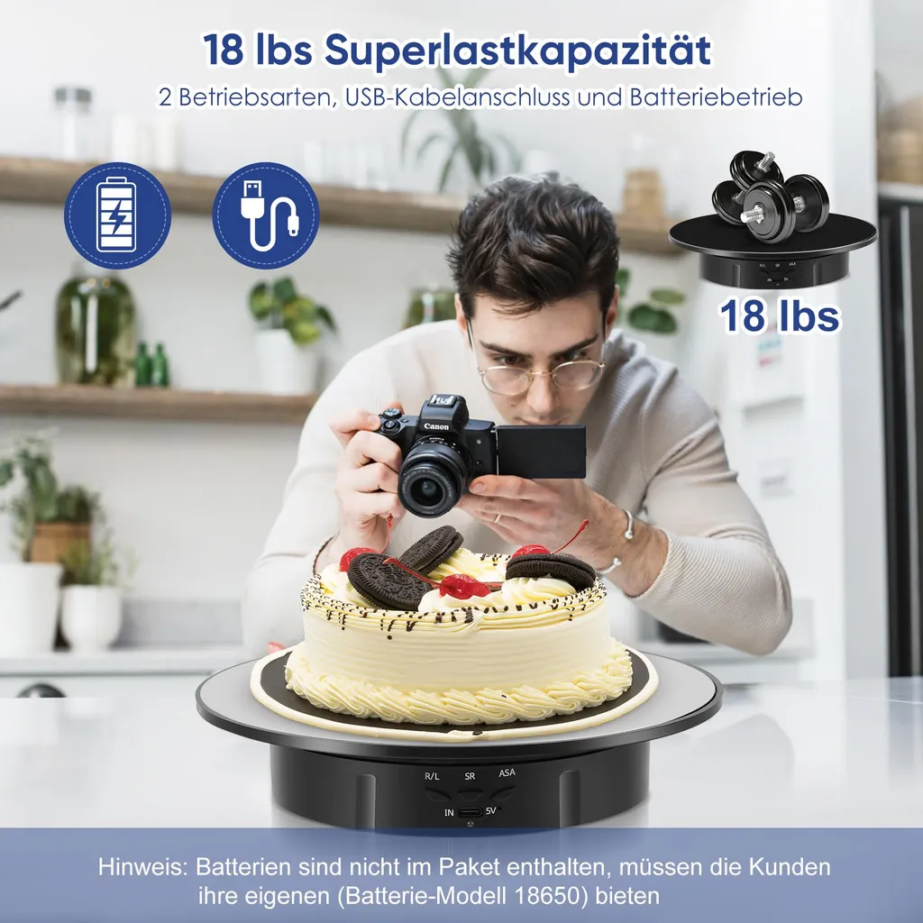 Support rotatif motorisé noir et arrière-plans interchangeables 360° - 3