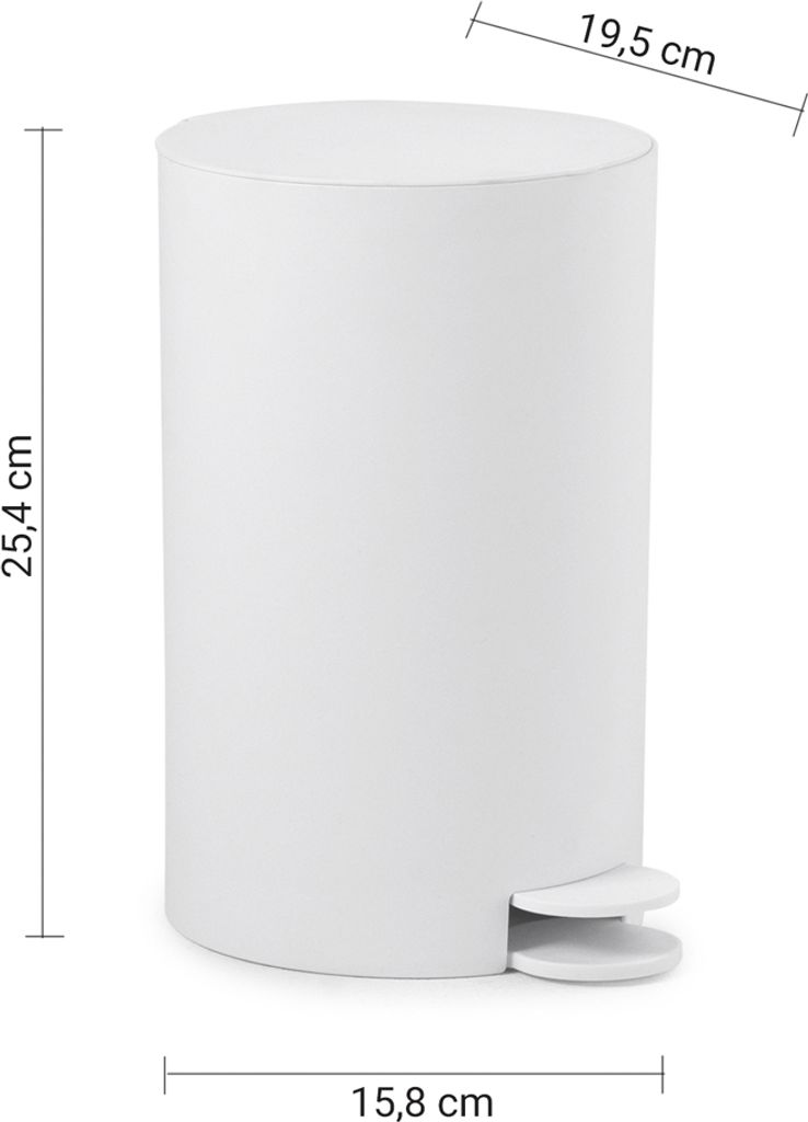 Gedy SHARON afvalbak, 3 liter, ABS-kunststof, wit Productafbeelding 