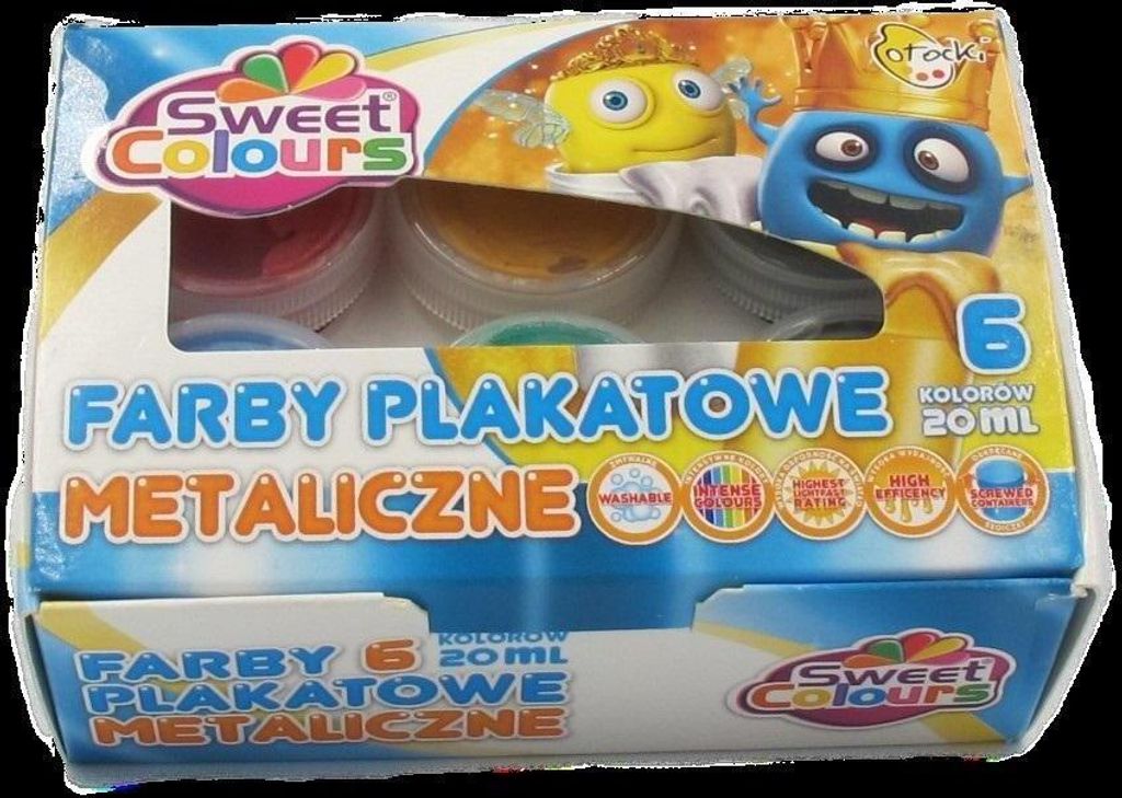 Farby plakatowe metaliczne 6 kolorów 20ml