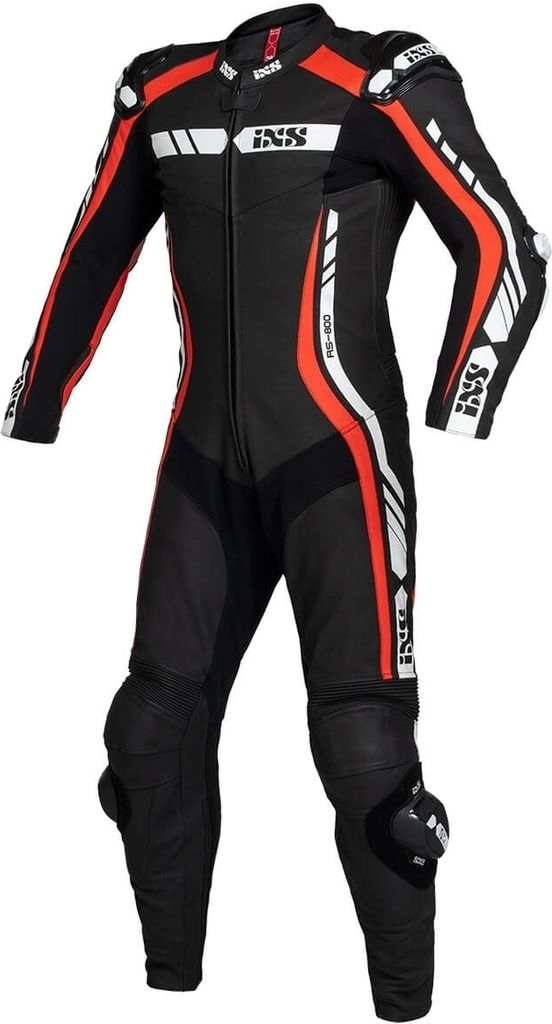 IXS Sport RS-800 1.0 1-Teiler Motorrad Lederkombi, schwarz/rot/weiß, 48