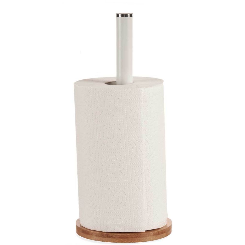 Küchenrollenhalter, weiß, aus Bambus