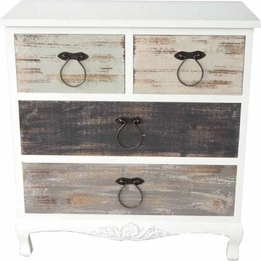 Buffet bas 4 tiroirs Casa Padrino bois massif blanc antique rustique