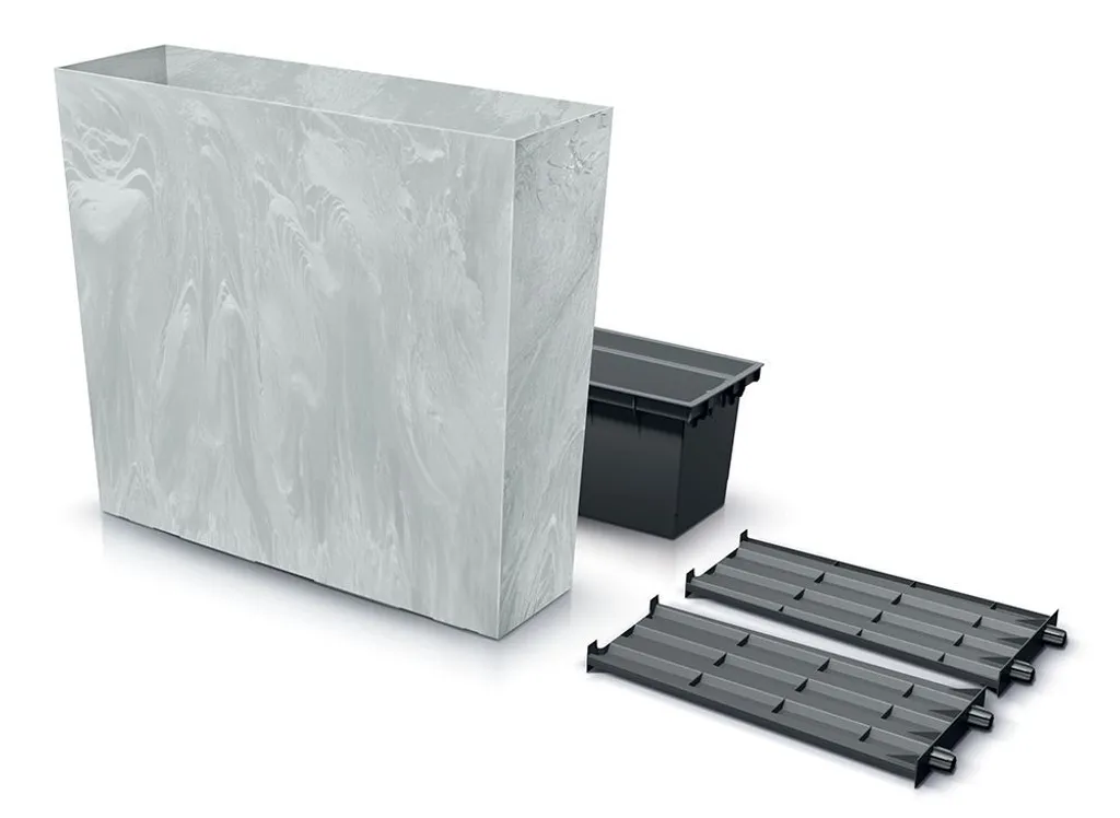 Bac à fleurs aspect béton Urbi Case T 77cm avec insert amovible inclus