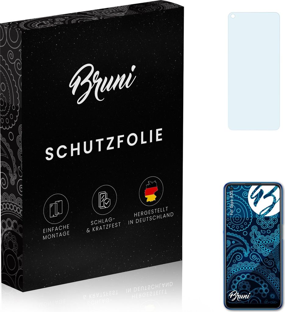 Bruni Basics-Clear 2x Schutzfolie kompatibel mit Oppo A55 Folie