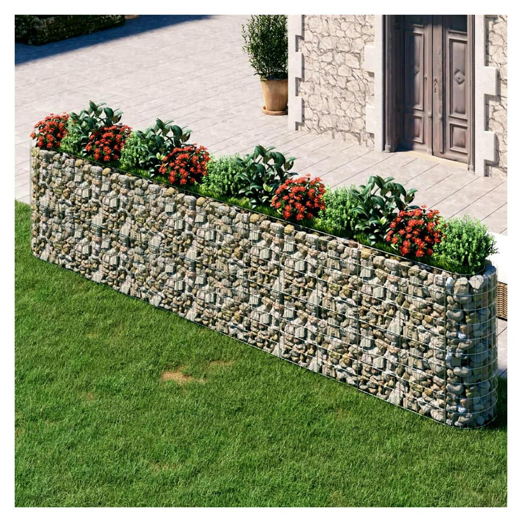 Gabionen-Hochbeet aus verzinktem Eisen 470x50x100 cm, Pflanzkübel, Kräuterbeet, Hochbeete-Kit, Pflanztrog, Vertikalbeet, Pflanzgefäße