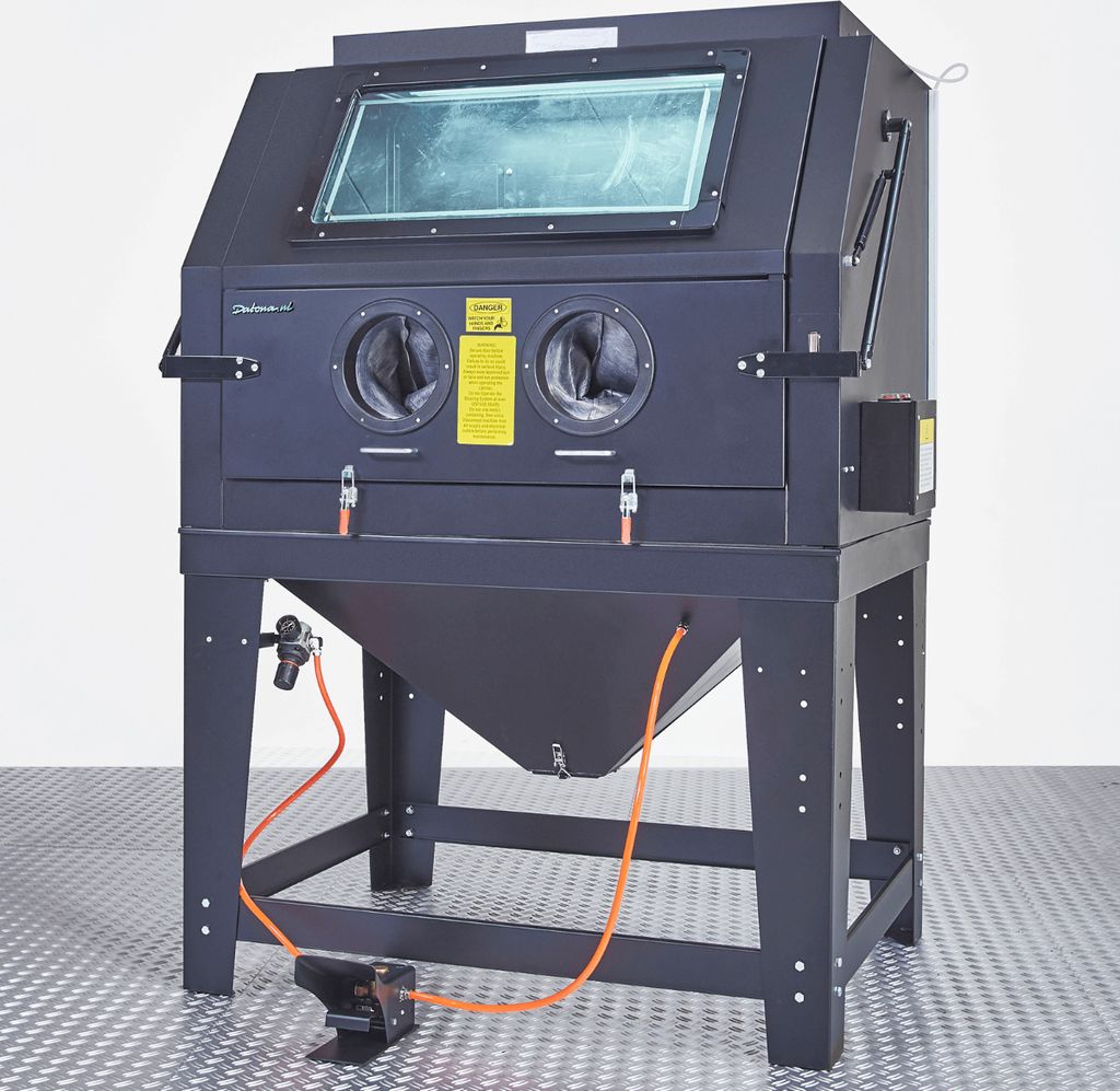 Datona - Sandstrahlgerät Sandstrahlkabine 1000 L 117x87x85 cm - Sandstrahlpistole Absaugung LED-Beleuchtung Handschuhe vormontiert - Für KFZ Werk...