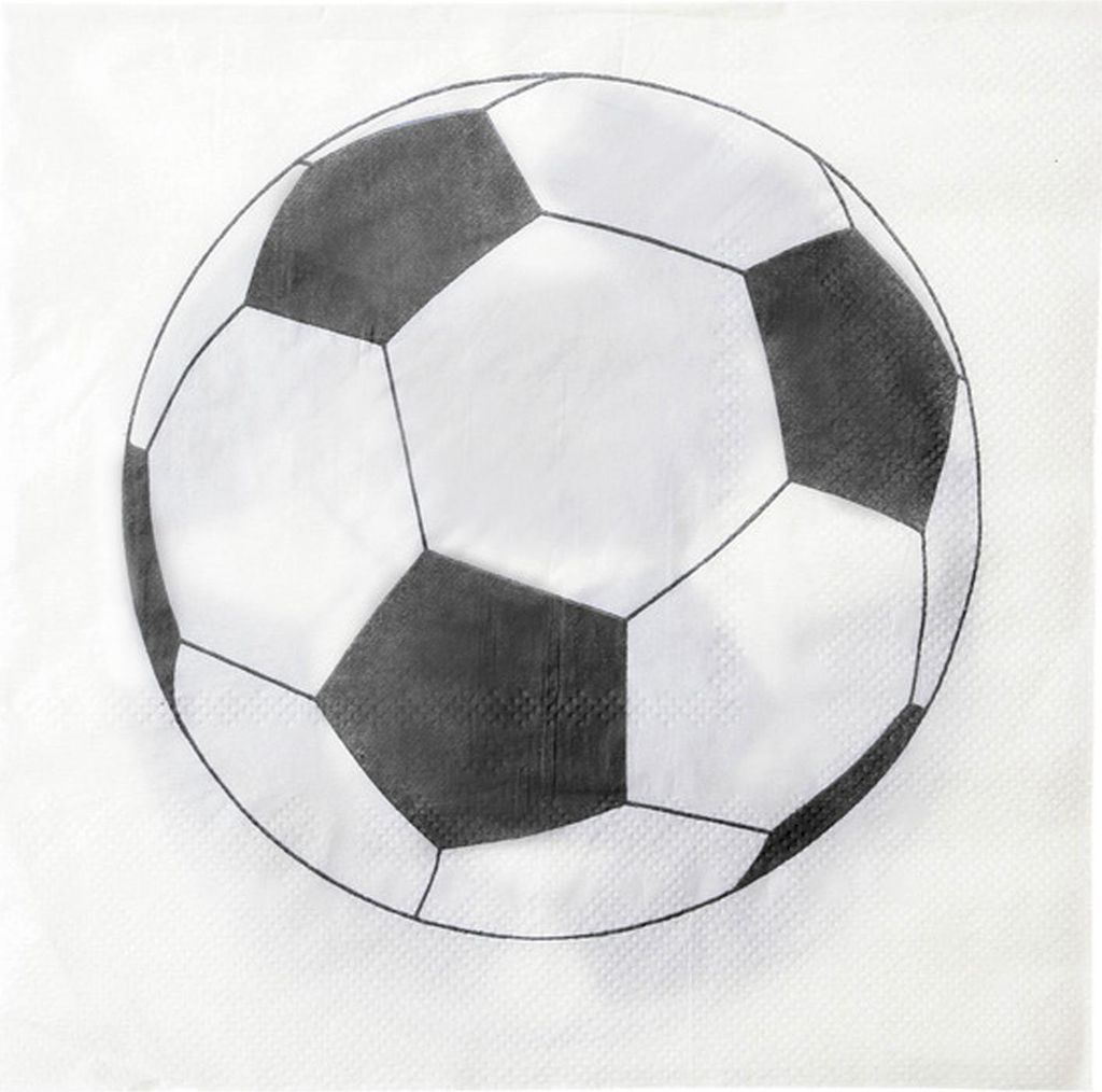 Fussball-Papierservietten Party 20 Stück schwarz-weiss - Einheitsgröße