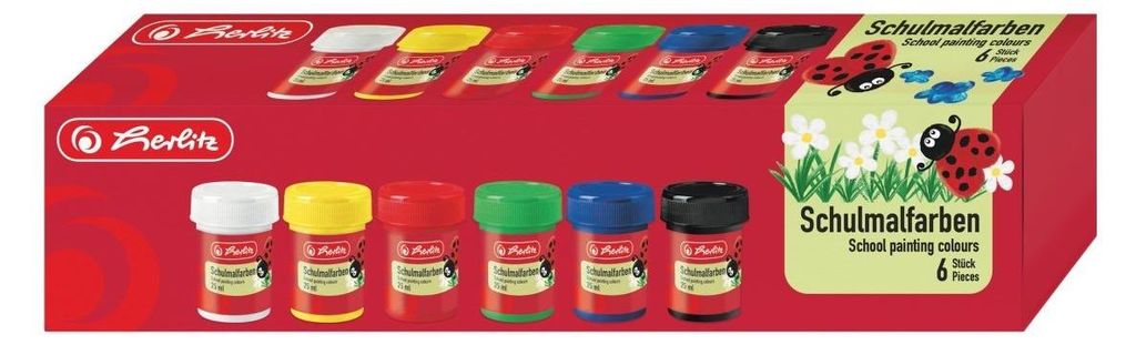 Herlitz Schulmalfarben 6 Töpfe a 25ml Faltschachtel Immagine del prodotto 