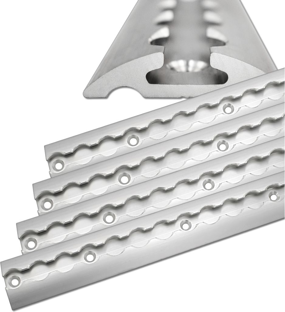 Airlineschiene halbrund Aluminium 0,5 m, 2er Set – silber eloxiert | Zurrschienen Befestigungsschienen