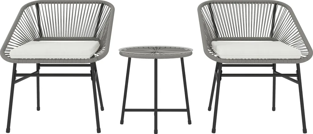 Mobilier de jardin 2 personnes en résine tressée avec table d'appoint