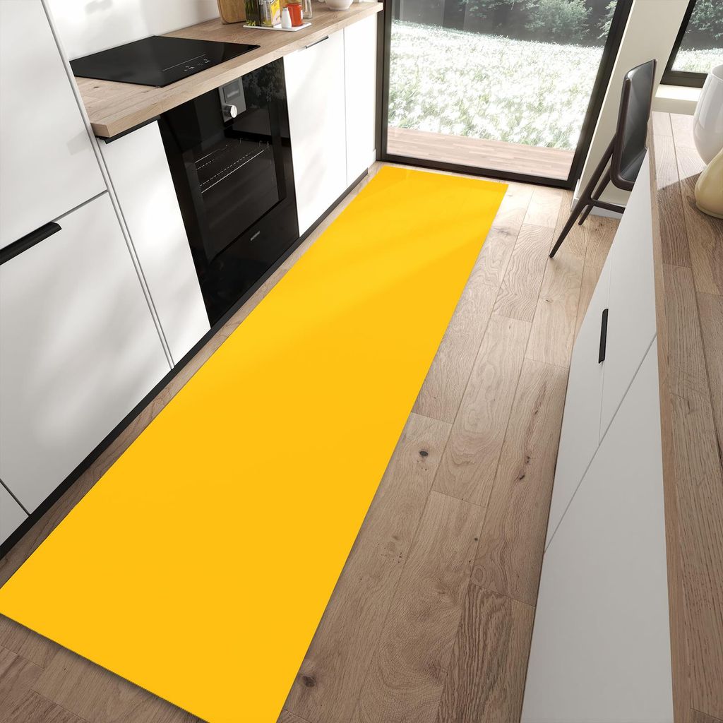 Küchenteppich 80x300cm rutschfest & abwischbar PVC Läufer - Oranger Hintergrund I