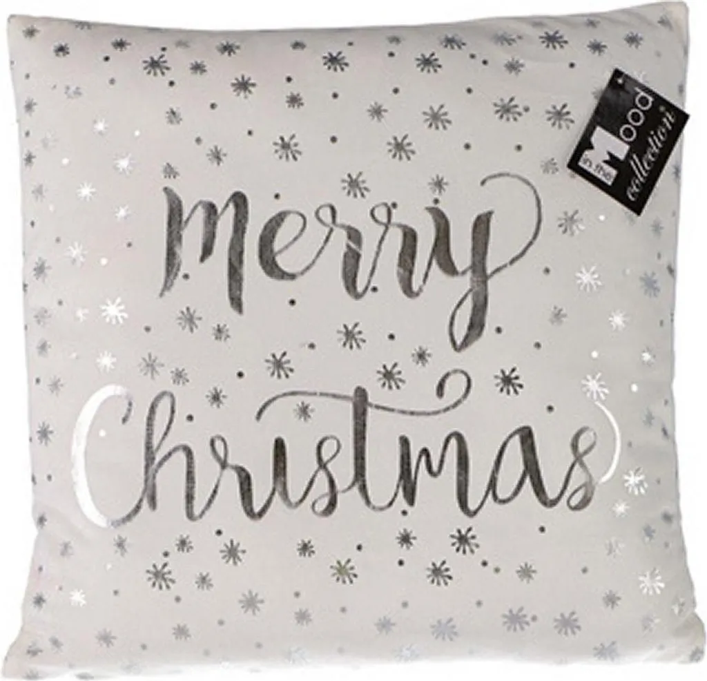Coussin de Noël Joyeux Noël Collection In the Mood Blanc 40x40x10 cm