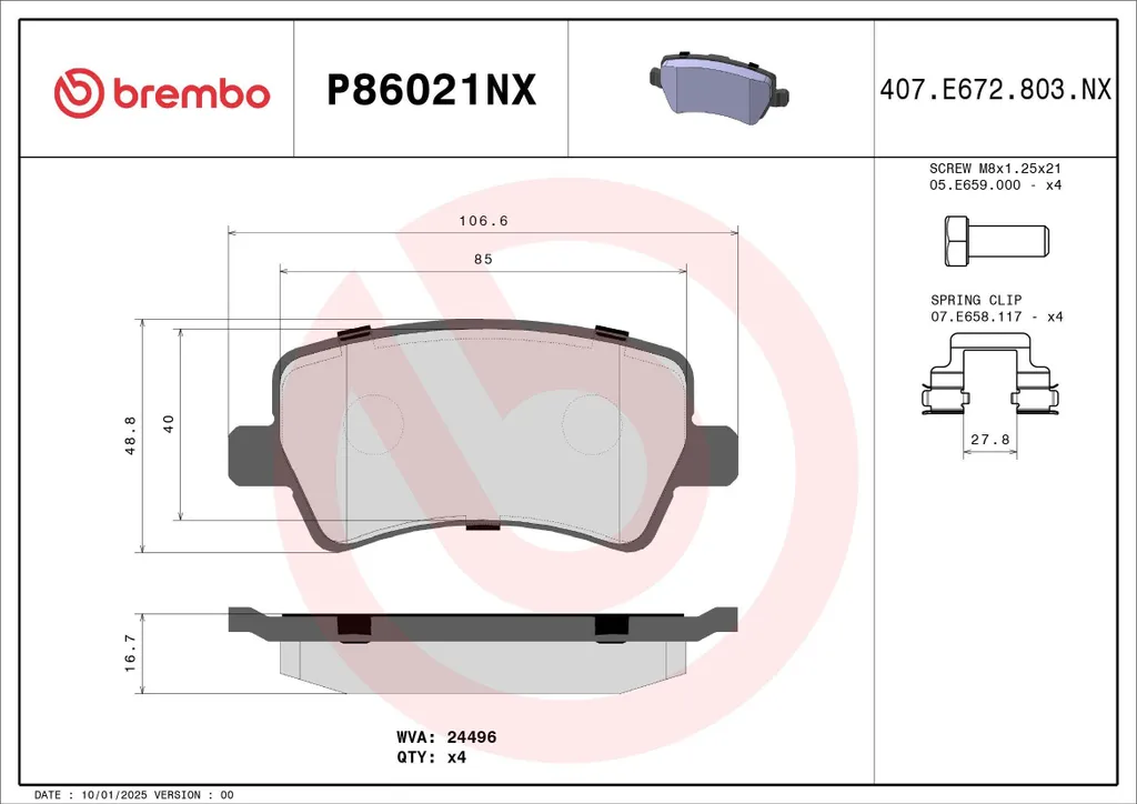 Plaquettes de frein arrière BREMBO endurance pour VOLVO XC60