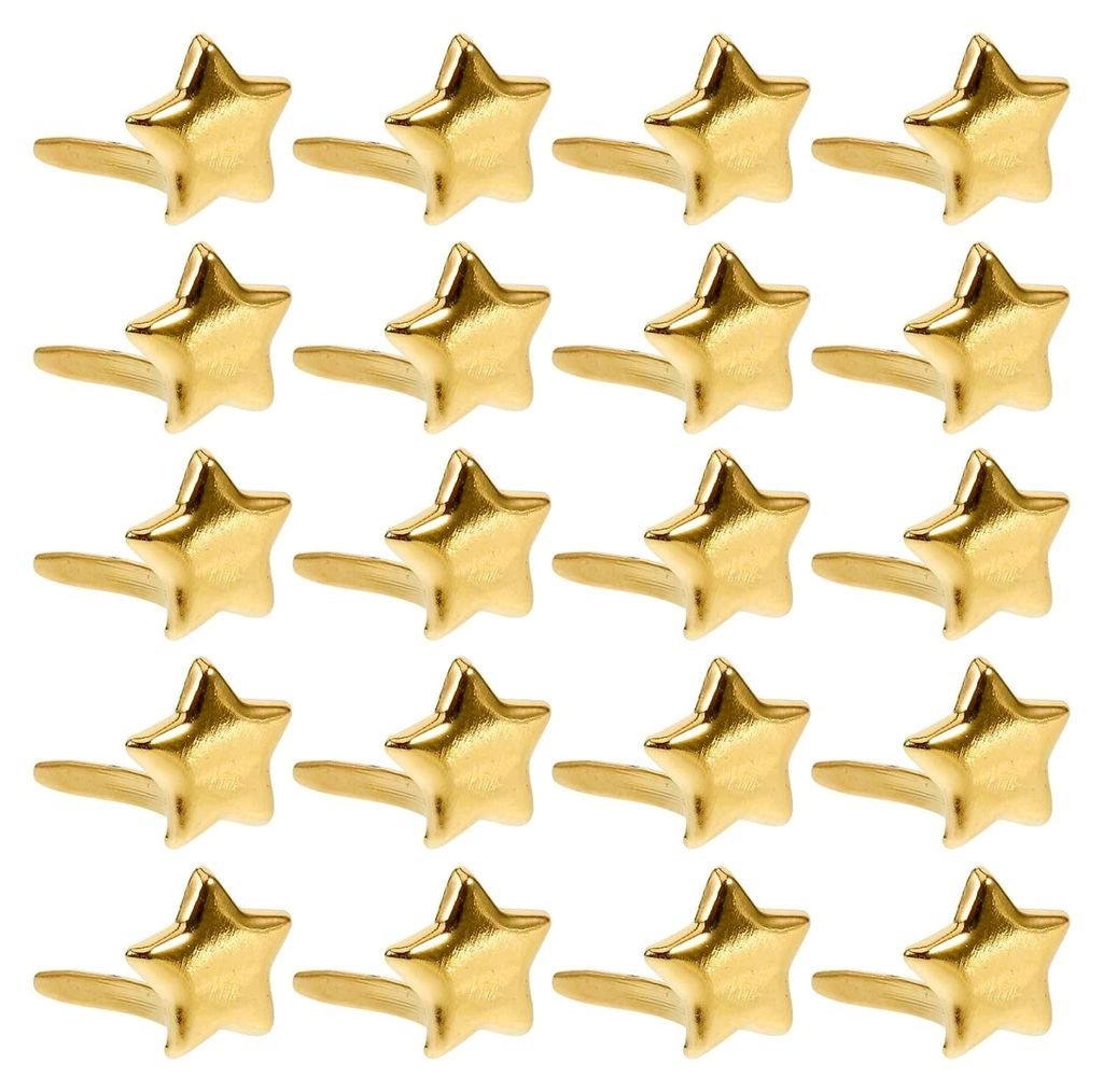 100 Stück goldfarbene Metallbrads mit fünfzackigem Stern – langlebige Doppelfüßige Nieten für DIY-Projekte, Kleidung, Schuhe und Taschen
