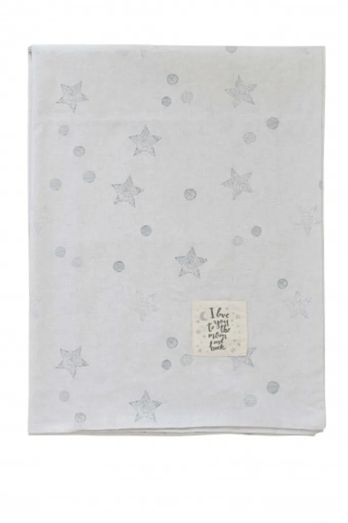 Housse de couette Star 100x140 cm blanc et gris en coton doux pour enfant
