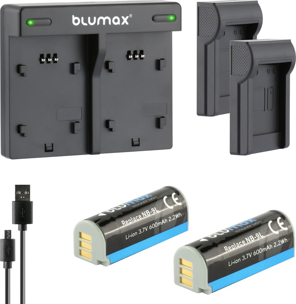 2x Akku + Lader für Canon NB-9L IXUS 1000 1000HS 1100HS Produktbild 