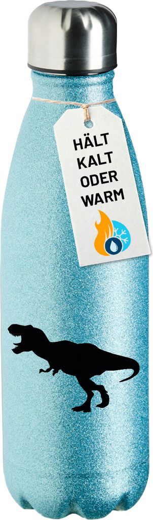 Huuraa Trinkflasche Tyrannosaurus Rex Dinosaurier 500ml Blue Edelstahl Wasserflasche Trinkflasche Geschenkidee