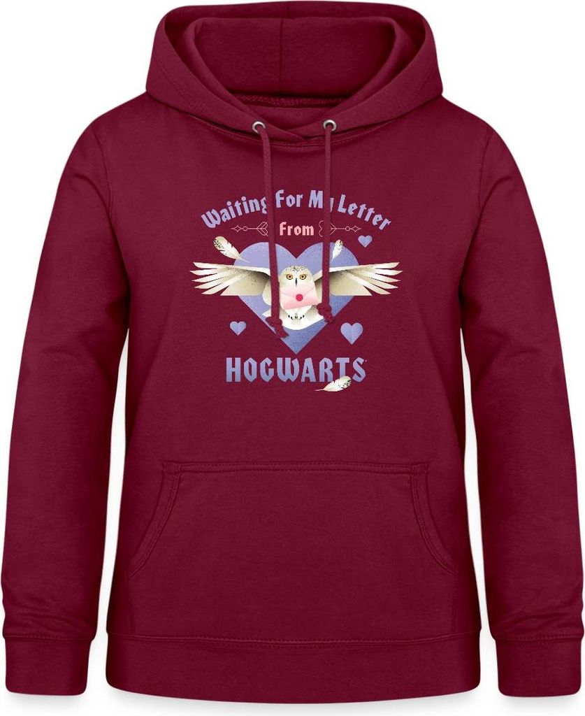 Spreadshirt Harry Potter Hedwig Spruch Brief Aus Hogwarts Damen Hoodie, M, Bordeaux