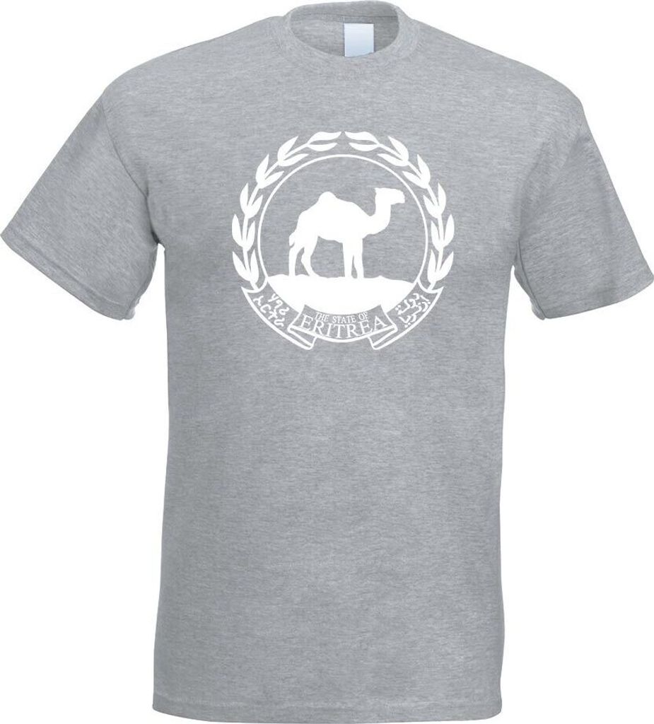 Kiwistar - T-Shirt - Graumeliert - Eritrea Wappen Motiv Bedruckt Funshirt Design Print - mit Motiv Bedruckt - Funshirt Design - Sport - Freizeit - ...